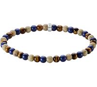 Armband THOMAS SABO "Bead Armband" Gr. 21, silber (silberfarben, braun, natur, blau, braun, natur, blau), Armbänder, Damen, 21, Silber 925 (recycelt), Armband, mit Lapislazuli-Imitat, Tigerauge, Jaspi