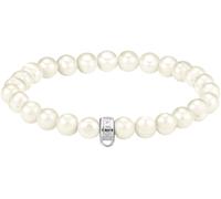 Armband THOMAS SABO "Charm-Perlenarmband" Gr. 19, bunt (silberfarben, weiß), Armbänder, Damen, 19, Perlen Silber 925 (recycelt), Perlen, Silber 925 (recycelt), Armband, mit Süßwasserzuchtperle (423331