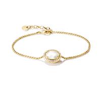 Armband THOMAS SABO "Fluid Elegance Armband gelbgoldfarben" Gr. 19, gelbgoldfarben, kristallweiß, weiß, kristallweiß, Armbänder, Damen, 19, Metall, Armband, mit Zirkonia (synth.) - mit Perlmutt (64895