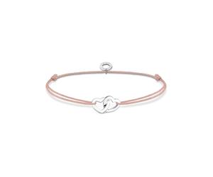 Armband THOMAS SABO "Herzen" Gr. 20, silber (silberfarben), Armbänder, Damen, 20, Silber 925 (recycelt) Textil, Silber 925 (recycelt), Textil, Armband (12994930-20) silberfarben