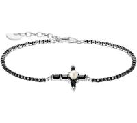 Armband THOMAS SABO "Kreuz Cross Romance" Gr. 19, bunt (silberfarben, weiß, schwarz, weiß, schwarz), Armbänder, Damen, 19, Perlen Silber 925 (recycelt), Perlen, Silber 925 (recycelt), Armband, mit Zir