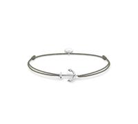 Armband THOMAS SABO "Little Secret Anker", silberfarben, grau, Armbänder, Damen, Nylon Silber 925 (recycelt), Nylon, Silber 925 (recycelt), Armband (681064-0) silberfarben, grau