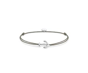 Armband THOMAS SABO "Little Secret Anker", silberfarben, grau, Armbänder, Damen, Nylon Silber 925 (recycelt), Nylon, Silber 925 (recycelt), Armband (681064-0) silberfarben, grau