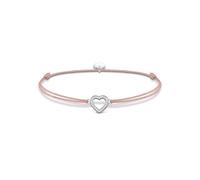 Armband THOMAS SABO "Little Secret Herz", rosa (silberfarben, beige, weiß, weiß), Armbänder, Damen, Nylon Silber 925 (recycelt), Nylon, Silber 925 (recycelt), Armband, mit Zirkonia (47402253-0) silber