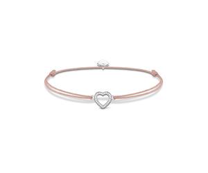 Armband THOMAS SABO "Little Secret Herz", rosa (silberfarben, beige, weiß, weiß), Armbänder, Damen, Nylon Silber 925 (recycelt), Nylon, Silber 925 (recycelt), Armband, mit Zirkonia (47402253-0) silber