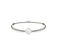 Armband THOMAS SABO "Little Secret Kleeblatt-Design", grau (silberfarben, grau), Armbänder, Damen, Nylon Silber 925 (recycelt), Nylon, Silber 925 (recycelt), Armband (710288-0) silberfarben, grau