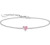 Armband THOMAS SABO "mit großem Herz-Anhänger" Gr. 19, bunt (silberfarben, rosa, rosa), Armbänder, Damen, 19, Silber 925 (recycelt), Armband, mit Zirkonia (synth.) (58984247-19)