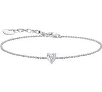 Armband THOMAS SABO "mit großem Herz-Anhänger" Gr. 19, bunt (silberfarben, weiß, weiß), Armbänder, Damen, 19, Silber 925 (recycelt), Armband, mit Zirkonia (synth.) (77405747-19)