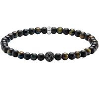 Armband THOMAS SABO "Talisman-Armband Obsidian und Tigerauge" Gr. 21, bunt (silberfarben, schwarz, blau, schwarz, blau), Armbänder, Damen, 21, Silber 925 (recycelt), Armband, mit Zirkonia (synth.), Ti