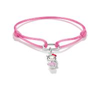 Armband THOMAS SABO "THOMAS SABO ♡ Hello Kitty Stoffarmband rosa" Gr. 24, pink (silberfarben, schwarz, rot, pink, gelb), Armbänder, Damen, 24, Metall Textil, Metall, Textil, Armband, Emaille (79239348