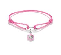 Armband THOMAS SABO "THOMAS SABO ♡ Hello Kitty Textilarmband Blume" Gr. 24, silberfarben, schwarz, rot, pink, gelb, Armbänder, Damen, 24, Metall Textil, Metall, Textil, Armband, Emaille (98513444-24)