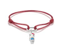 Armband THOMAS SABO "THOMAS SABO ♡ Hello Kitty Textilarmband rot blau" Gr. 24, silberfarben, schwarz, rot, pink, gelb, blau, Armbänder, Damen, 24, Metall Textil, Metall, Textil, Armband, Emaille (3213