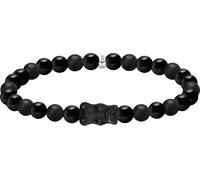 Armband THOMAS SABO "THOMAS SABO x HARIBO: Beadarmband mit Goldbär" Gr. 21, silber (silberfarben, schwarz, schwarz), Armbänder, Damen, 21, Silber 925 (recycelt), Armband, mit Obsidian, Kristallglas (9
