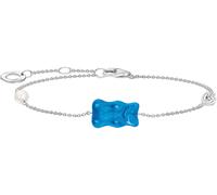 Armband THOMAS SABO "THOMAS SABO x HARIBO Schmuck: Armband mit Goldbär" Gr. 19, blau (silberfarben, blau, kristallweiß, weiß, blau, kristallweiß), Armbänder, Damen, 19, Perlen Silber 925 (recycelt), P