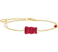 Armband THOMAS SABO "THOMAS x HARIBO Schmuck: mit Goldbär" Armbänder Gr. 19, Silber 925 (Sterlingsilber)-Perlen, rot (gelbgoldfarben, rot, kristallweiß, weiß, kristallweiß) Damen Perlenarmbänder mit Kristallglas, Zirkonia (synth.) - Süßwasserzuchtperle (92056860-19)