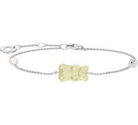 Armband THOMAS SABO "THOMAS x HARIBO Schmuck: mit Goldbär" Armbänder Gr. 19, Silber 925 (Sterlingsilber)-Perlen, weiß (silberfarben, kristallweiß, weiß, weiß) Damen (21892351-19) silberfarben, kristallweiß, weiß, kristallweiß, weiß
