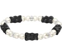 Armband THOMAS SABO "THOMAS SABO x HARIBO Schmuck: Perlenarmband mit Goldbären" Gr. 17, silber (silberfarben, schwarz, kristallweiß, weiß, schwarz, kristallweiß), Armbänder, Damen, 17, Perlen Silber 9
