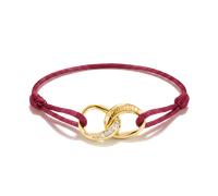 Armband THOMAS SABO "Together Textilarmband gelbgoldfarben" Gr. 24, rot (gelbgoldfarben, rot, kristallweiß, kristallweiß), Armbänder, Damen, 24, Metall Textil, Metall, Textil, Armband, mit Zirkonia (s