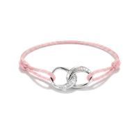 Armband THOMAS SABO "Together Textilarmband" Gr. 24, rosa (silberfarben, rosa, kristallweiß, kristallweiß), Armbänder, Damen, 24, Silber 925 (recycelt) Textil, Silber 925 (recycelt), Textil, Armband,