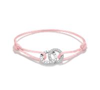 Armband THOMAS SABO "Together Textilarmband" Gr. 24, rosa (silberfarben, rosa, kristallweiß, kristallweiß), Armbänder, Damen, 24, Silber 925 (recycelt) Textil, Silber 925 (recycelt), Textil, Armband, 