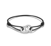 Armband THOMAS SABO "Together Textilarmband" Gr. 24, schwarz (silberfarben, schwarz, kristallweiß, kristallweiß), Armbänder, Damen, 24, Silber 925 (recycelt) Textil, Silber 925 (recycelt), Textil, Arm