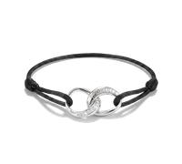 Armband THOMAS SABO "Together Textilarmband" Gr. 24, schwarz (silberfarben, schwarz, kristallweiß, kristallweiß), Armbänder, Damen, 24, Silber 925 (recycelt) Textil, Silber 925 (recycelt), Textil, Arm