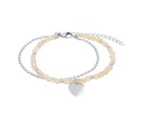Armband TOM TAILOR "Schmuck Geschenk Edelstahl Herz", beige (edelstahlfarben, apricot, apricot), Armbänder, Damen, 20cm, Edelstahl, Armband, mit Glassteine (66706136-0) edelstahlfarben, apricot, apric