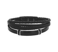 Armband TOM TAILOR "Schmuck Geschenk Edelstahl Leder Kautschuk", edelstahlfarben, schwarz, Armbänder, Herren, 21,5cm, Edelstahl Kautschuk Leder, Edelstahl, Kautschuk, Leder, Armband (93127049-0) edels