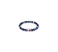 Armband TOMMY HILFIGER "BEADS", blau, edelstahlfarben, rot, weiß, blau, Armbänder, Damen, 18cm, Edelstahl Elasthan, Edelstahl, Elasthan, Armband, mit Sodalith oder Onyx - Emaille (83011658-0) blau, ed