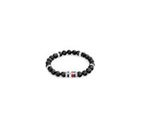 Armband TOMMY HILFIGER "BEADS", schwarz, edelstahlfarben, rot, weiß, blau, schwarz, Armbänder, Damen, 18cm, Edelstahl Elasthan, Edelstahl, Elasthan, Armband, mit Sodalith oder Onyx - Emaille (63582644