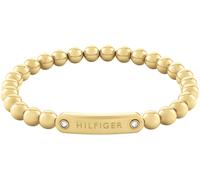 Armband TOMMY HILFIGER "METAL BEADS", gold (gelbgoldfarben, weiß, weiß), Armbänder, Damen, 16,5cm, Edelstahl, Armband, mit Preciosa Crystal (72201757-0) gelbgoldfarben, weiß, weiß