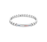 Armband TOMMY HILFIGER "Schmuck Edelstahl Armschmuck Gliederkette DRESSED", bunt (edelstahlfarben, weiß, blau, rot), Armbänder, Herren, 20,5cm, Edelstahl (85073002-0) edelstahlfarben, weiß, blau, rot