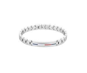 Armband TOMMY HILFIGER "Schmuck Edelstahl Armschmuck Gliederkette DRESSED", bunt (edelstahlfarben, weiß, blau, rot), Armbänder, Herren, 20,5cm, Edelstahl, Armband (85073002-0) edelstahlfarben, weiß, b