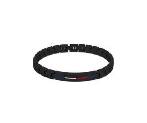 Armband TOMMY HILFIGER "Schmuck Edelstahl Armschmuck Gliederkette DRESSED", bunt (schwarz, weiß, blau, rot), Armbänder, Herren, 20,5cm, Edelstahl, Armband (43497232-0) schwarz, weiß, blau, rot