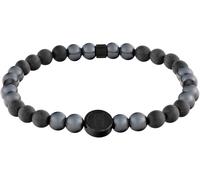 Armband TOMMY HILFIGER "TH85 BEADS LE", grau (schwarz, edelstahlfarben, schwarz), Armbänder, Herren, 18,5cm, Carbon Edelstahl, Carbon, Edelstahl, Armband, mit Lapislazuli oder Hämatit (81573011-0) sch