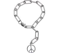 Armband URBAN CLASSICS "Urban Classics Unisex Y Chain Peace Pendant Bracelet" Gr. L, silber, Armbänder, Damen, L/XL, Eisen, Armband (20245956-L) silber