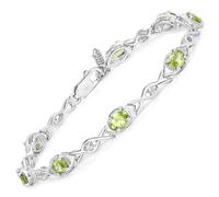 Armband VIRA JEWELS "925-Sterling Silber rhodiniert Glänzend Peridot grün", weiß, Armbänder, Damen, 19cm, Silber 925 (Sterlingsilber), glänzend, Armband (94740067-0) weiß