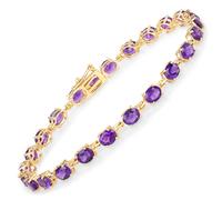 Armband VIRA JEWELS "925-Sterling Silber vergoldet Glänzend Amethyst lila", gelb (gelb, lila), Armbänder, Damen, 19cm, Silber 925 (Sterlingsilber), glänzend (71548256-0) gelb, lila