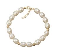 Armband VIVANCE "585 Gold Perlen weiß 7-7,5mm Goldkugeln", gelb, Armbänder, Damen, 18cm, Gold, glänzend, Armband (99244815-0) gelb