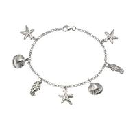 Armband VIVANCE "925 Silber rhodiniert maritime Motive", weiß, Armbänder, Damen, 19cm, Silber 925 (Sterlingsilber), glänzend, Bettelarmband Silberarmband (58214507-0) weiß