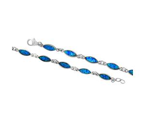 Armband VIVANCE "925/- Sterling Silber Opal blau", weiß (weiß, blau), Armbänder, Damen, 18,5+1cm, Silber 925 (Sterlingsilber), glänzend, Armband (46349759-0) weiß, blau