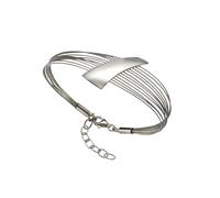 Armband VIVANCE "925/- Sterling Silber rhodiniert + Stahl", weiß, Armbänder, Damen, 17+3cm, Edelstahl Silber 925 (Sterlingsilber), Edelstahl, Silber 925 (Sterlingsilber), glänzend, Armband (98915415-0