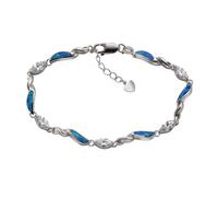 Armband VIVANCE "925/- Sterling Silber synth. Opal Zirkonia", weiß (weiß, blau), Armbänder, Damen, 18+3cm, Silber 925 (Sterlingsilber), glänzend, Armband (62960612-0) weiß, blau