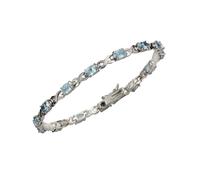 Armband ZEEME "Silber 925 rhodiniert 19cm lang mit 14x Blautopas (beh.)", weiß, Armbänder, Damen, 19cm, Silber 925 (Sterlingsilber), glänzend, Armband (34744265-0) weiß
