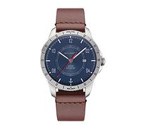 Armbanduhr Paul Hewitt Tide Runner - PHW510012 Wasserdicht 10 ATM, Armband aus braunem Leder, Stahlgehäuse und blaues Zifferblatt