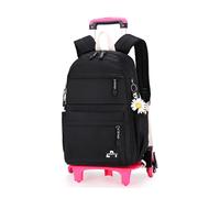 Armbq Rollrucksack, Rucksack mit Rollen, Kinder-Rollrucksack f r M dchen und Jungen, Reisetasche auf Rollen, Kindertrolley, Schultasche, Schwarz