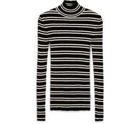 ARMEDANGELS - Women's Alaania Chiffron Stripes - Longsleeve, Gr. L, schwarz/grau (Black/Oatmilk)