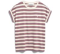 ARMEDANGELS Damen T-Shirt aus Bio-Baumwolle IDAARA Stripes Loose Fit Undyed-Velvet Red-Soft Blue L