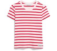 ARMEDANGELS Damen T-Shirt KARDAA Stripes – Ripp, Bio-Baumwoll-Mix, Slim Fit – Pink Mist-Mars Red S