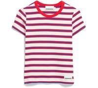 ARMEDANGELS Damen RIPP-T-Shirt aus Bio-Baumwoll Mix KARDAA Stripes Slim Fit Light Oatmilk-Mars Red-Dynamo Blue Xs